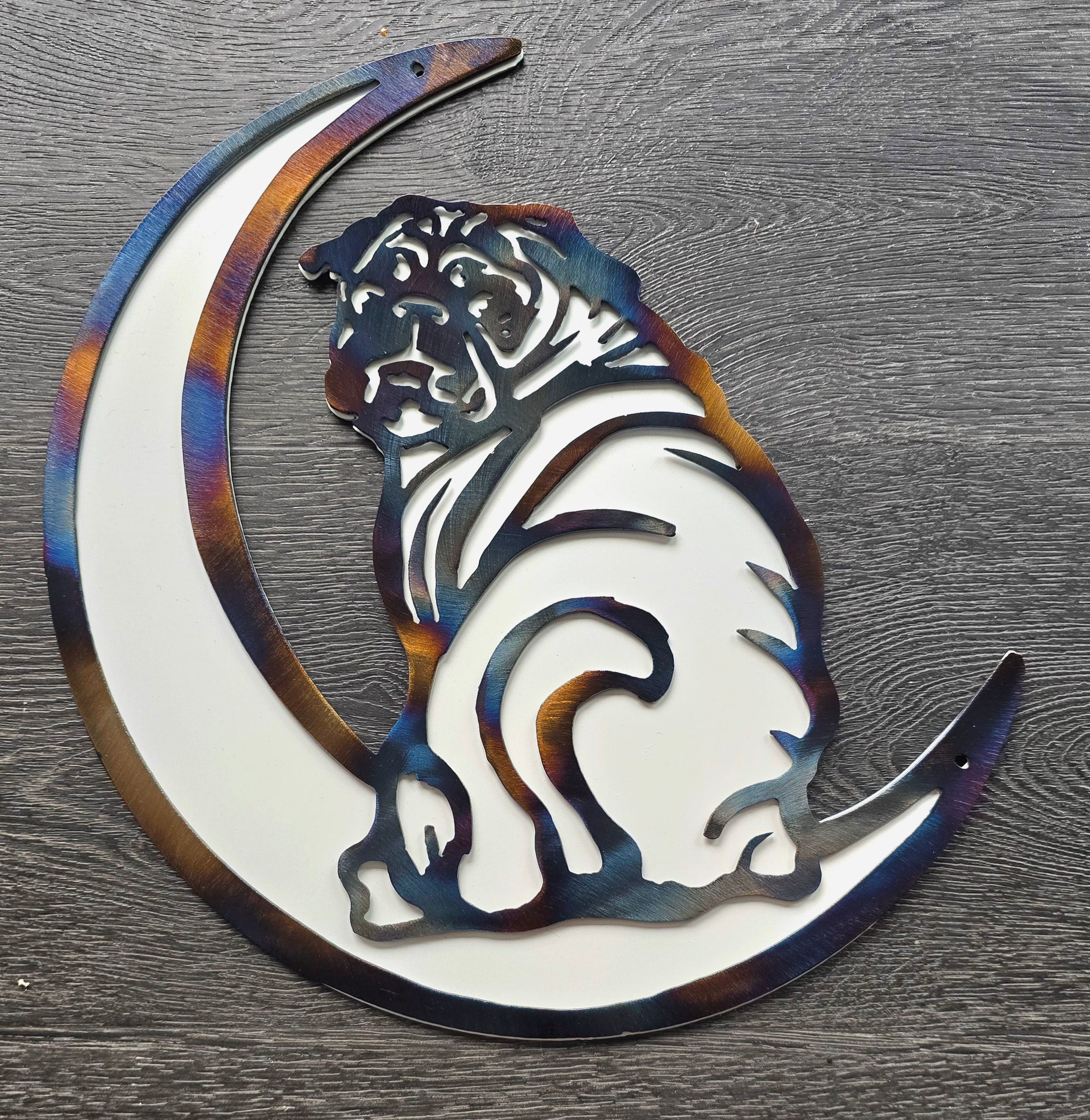 Pug "On The Moon" Metal Art
