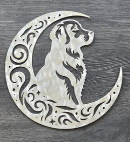 Golden Retriever Moon Metal Wall Art