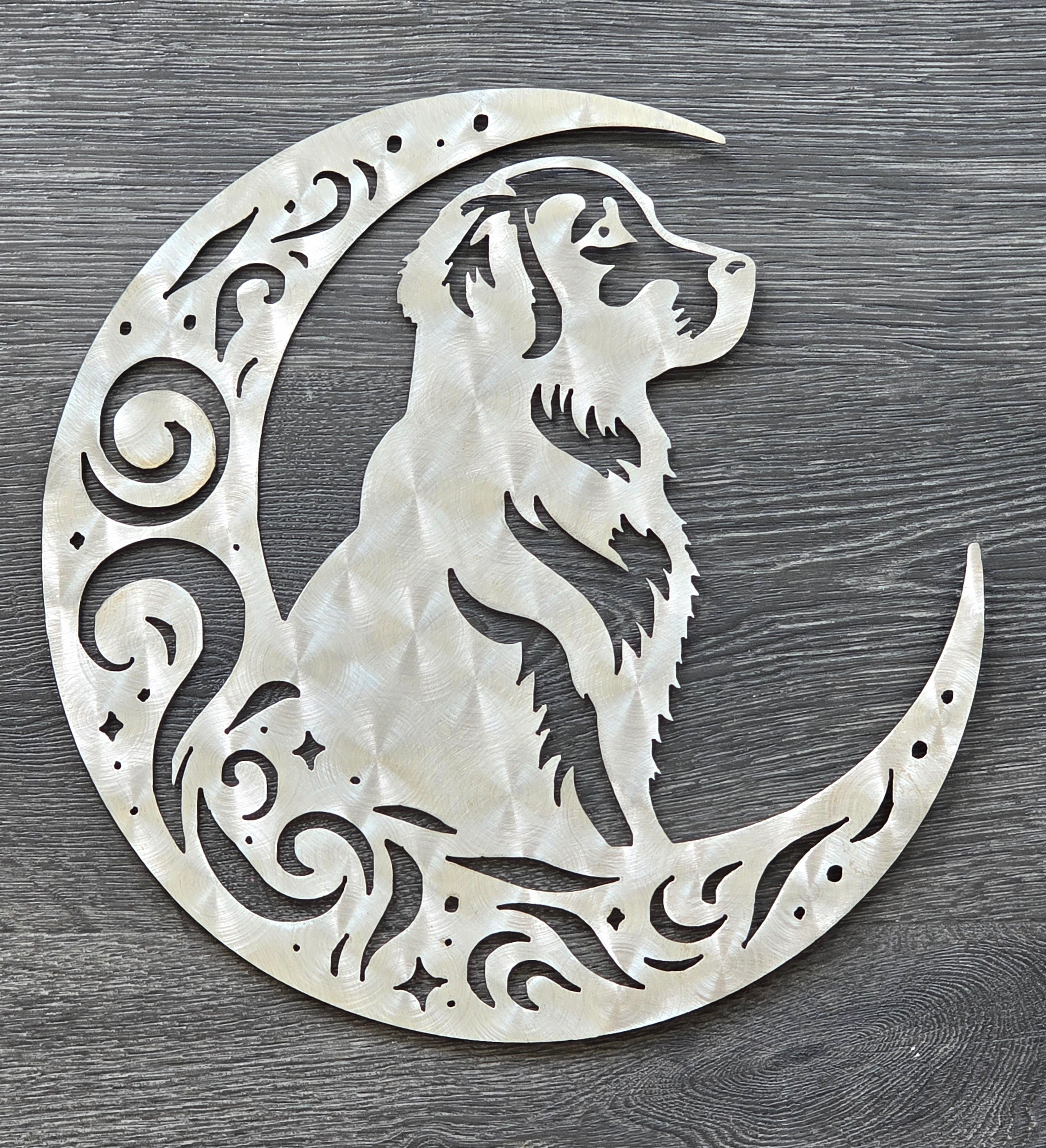 Golden Retriever "On The Moon" Metal Art