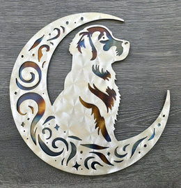 Golden Retriever Moon Metal Wall Art
