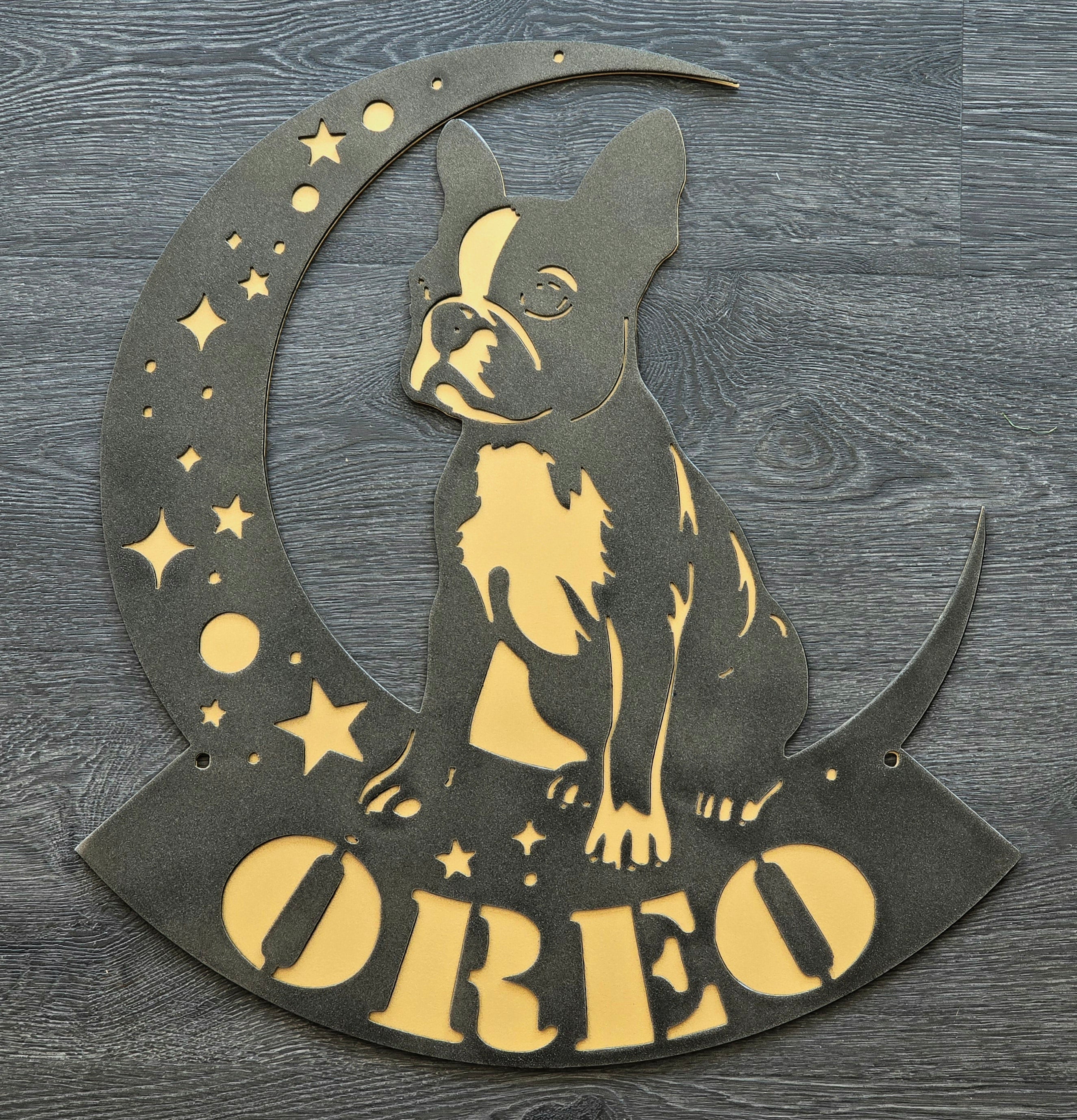 Boston Terrier "On The Moon" Metal Art