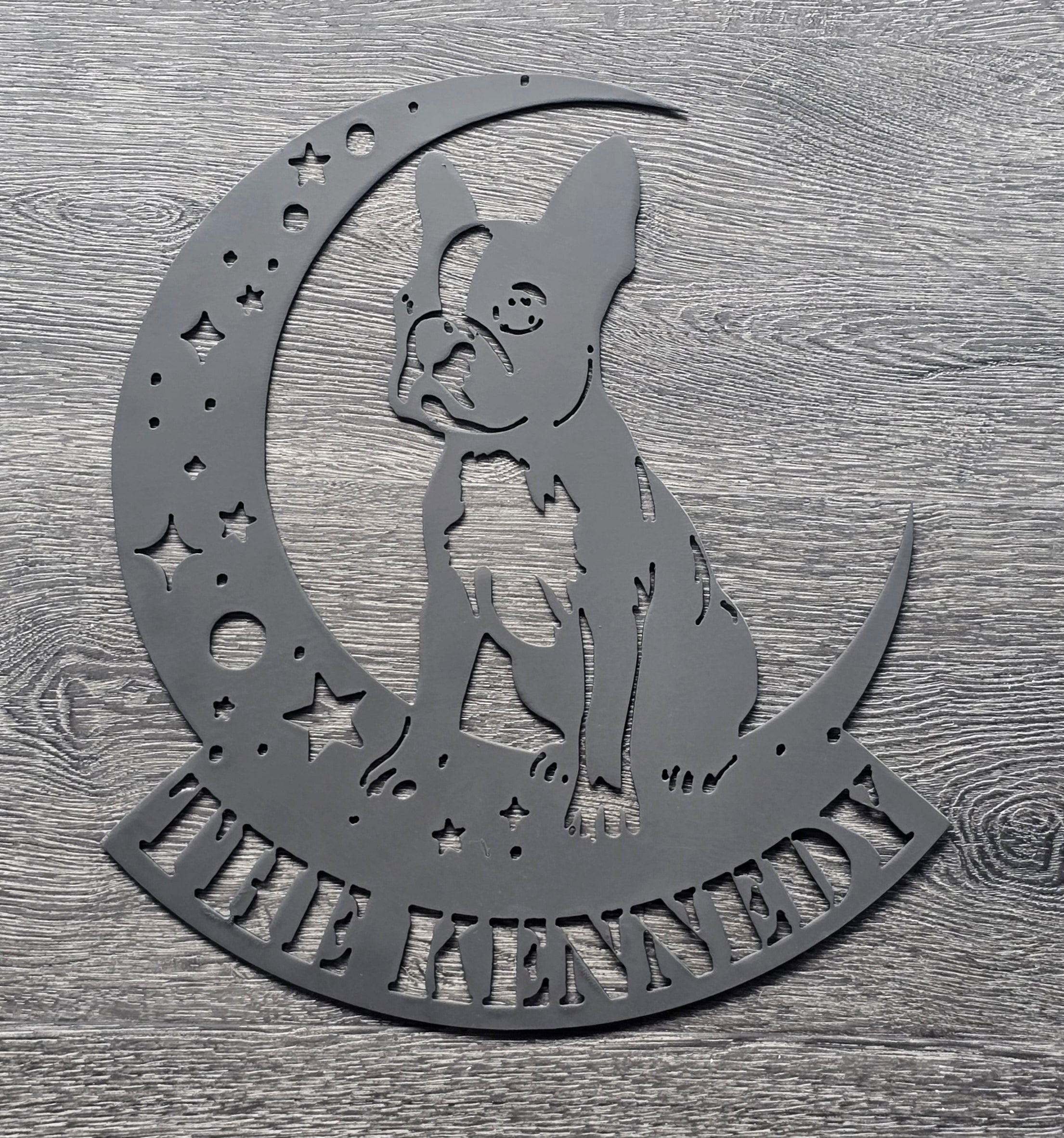 Boston Terrier "On The Moon" Metal Art