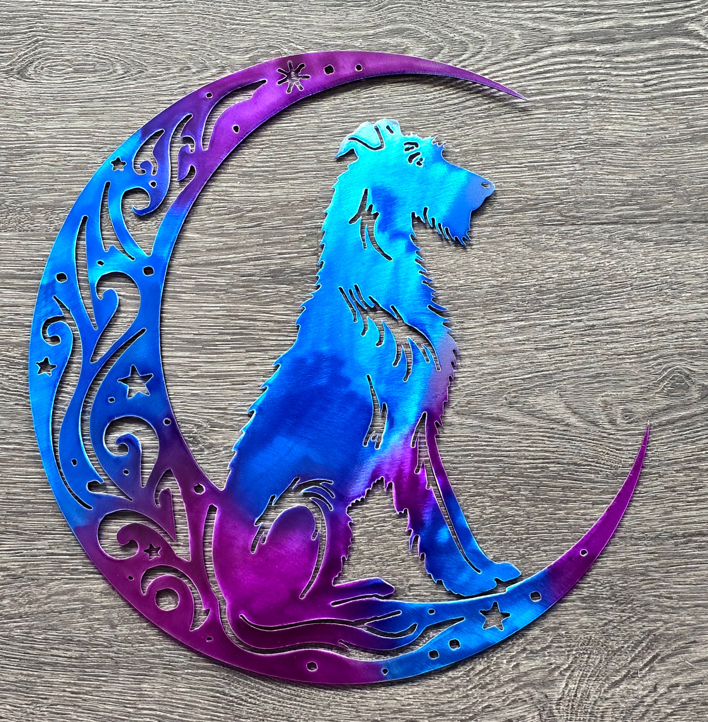 Irish Wolfhound "On The Moon" Metal Art