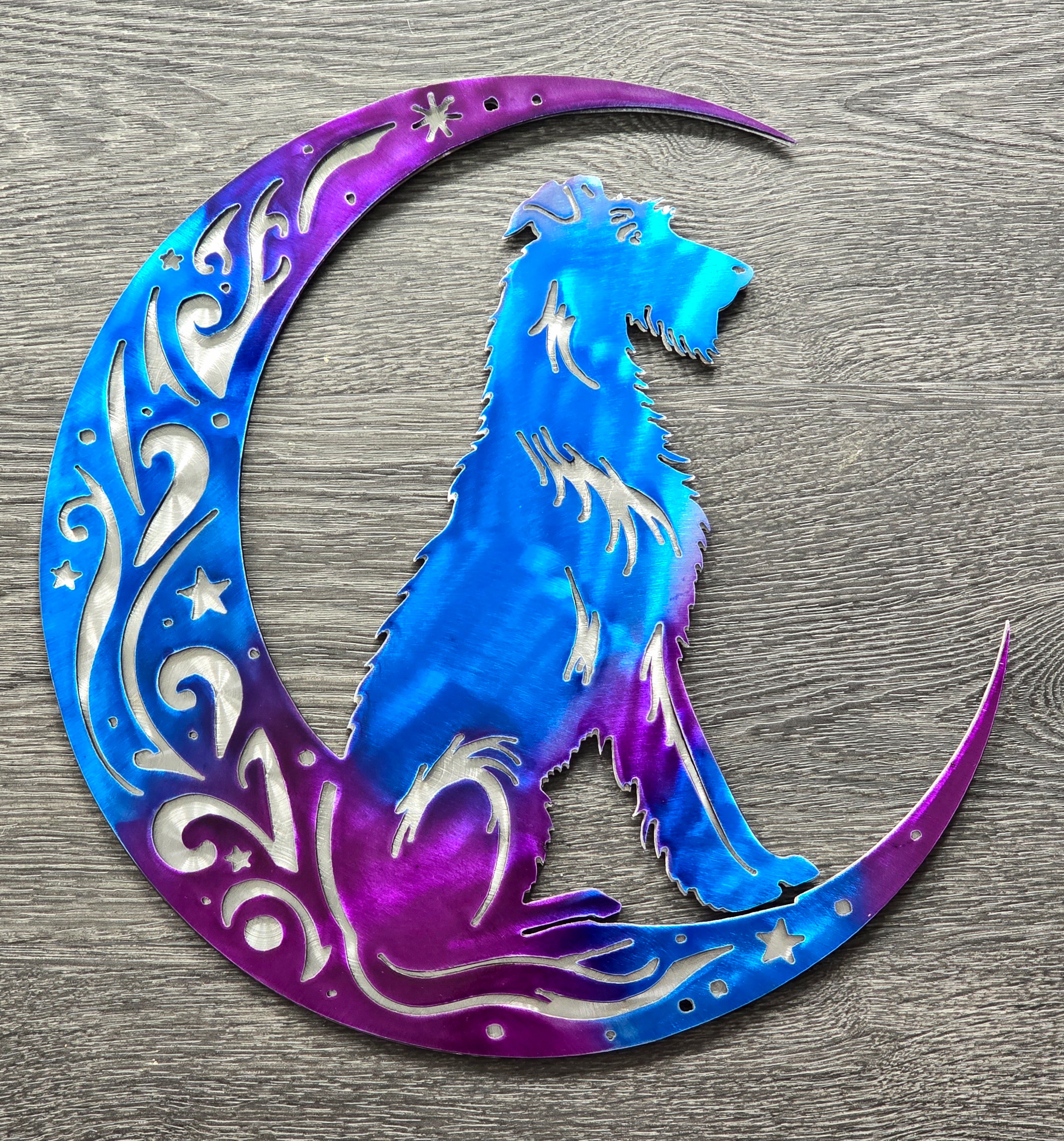 Irish Wolfhound "On The Moon" Metal Art