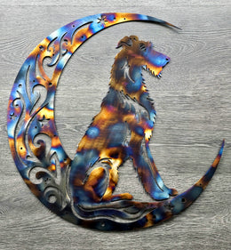 Irish Wolfhound Moon Metal Wall Art