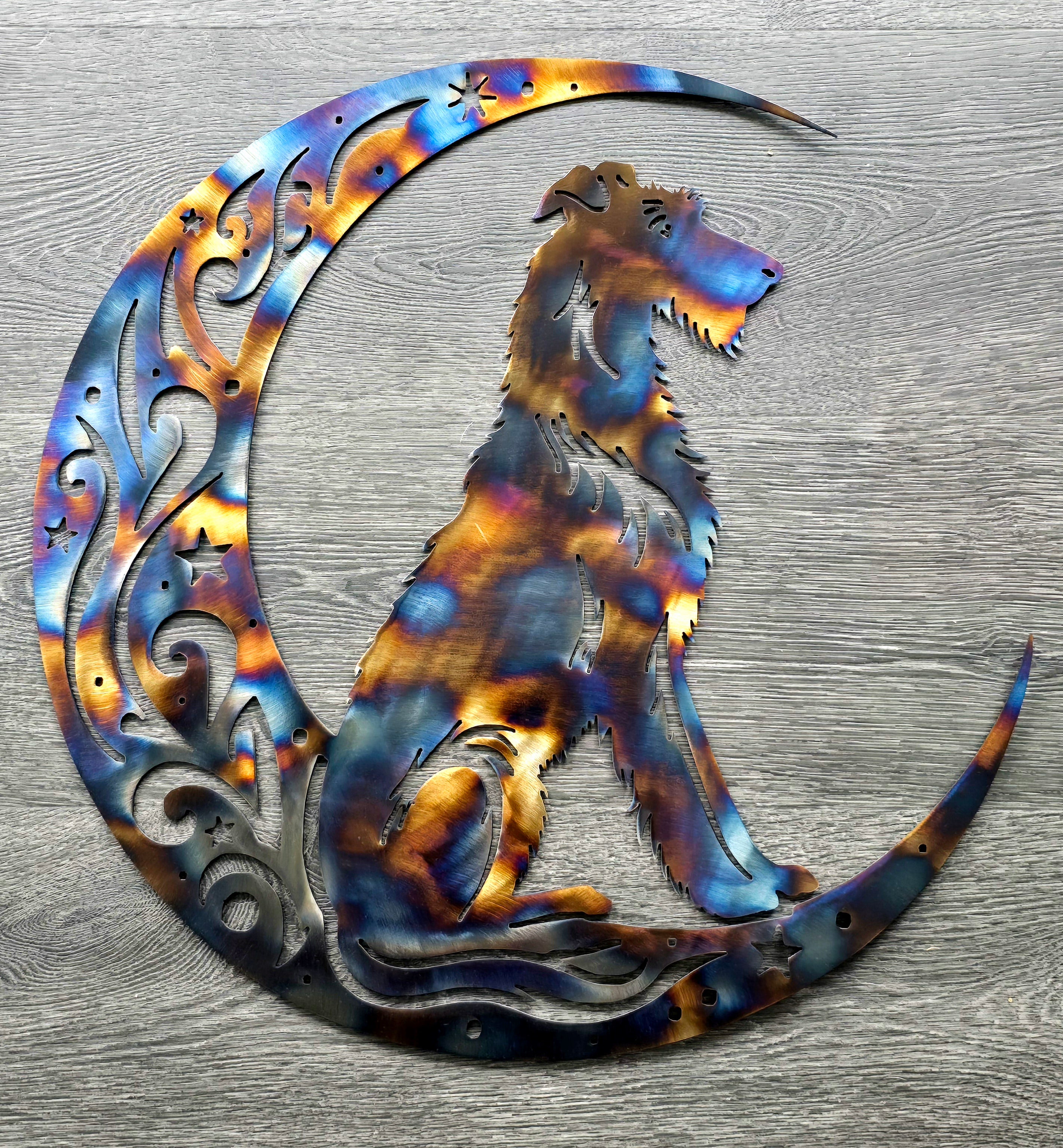 Irish Wolfhound "On The Moon" Metal Art