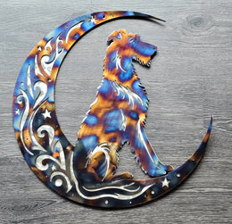 Irish Wolfhound Moon Metal Wall Art