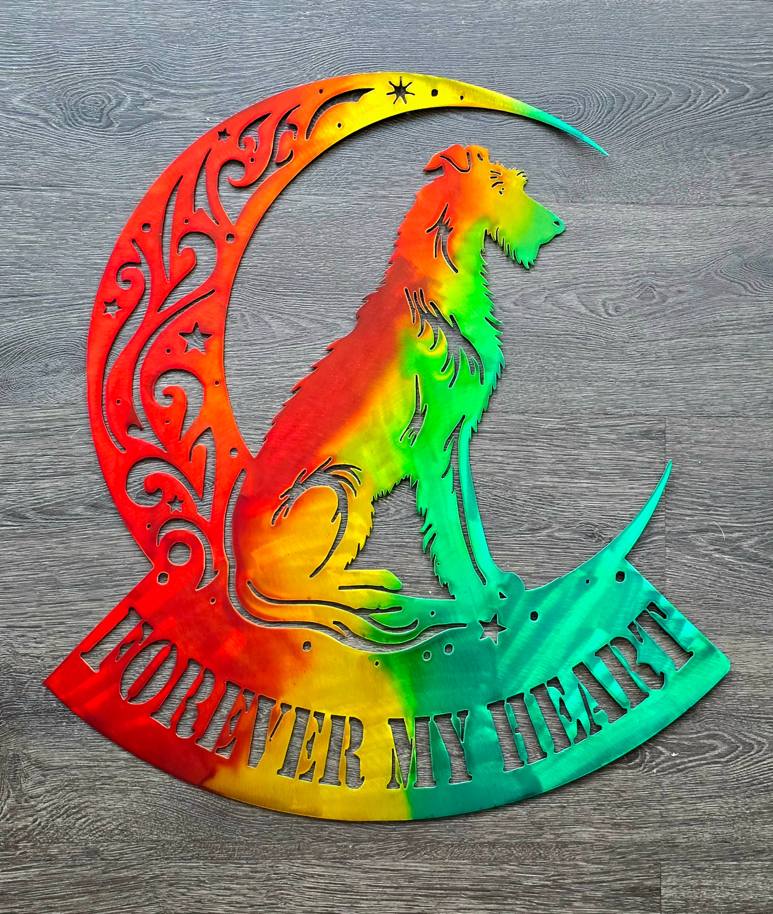 Irish Wolfhound "On The Moon" Metal Art