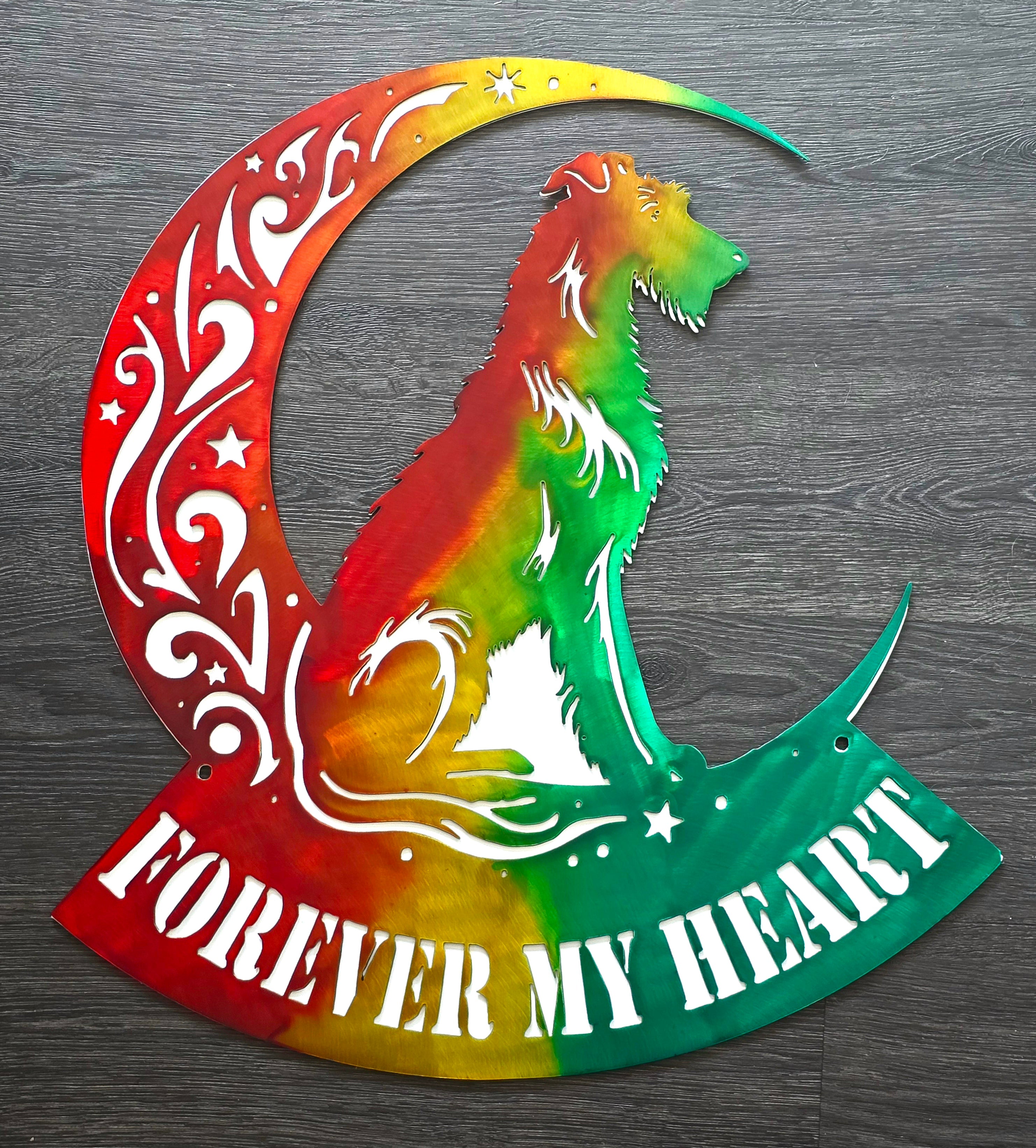 Irish Wolfhound "On The Moon" Metal Art