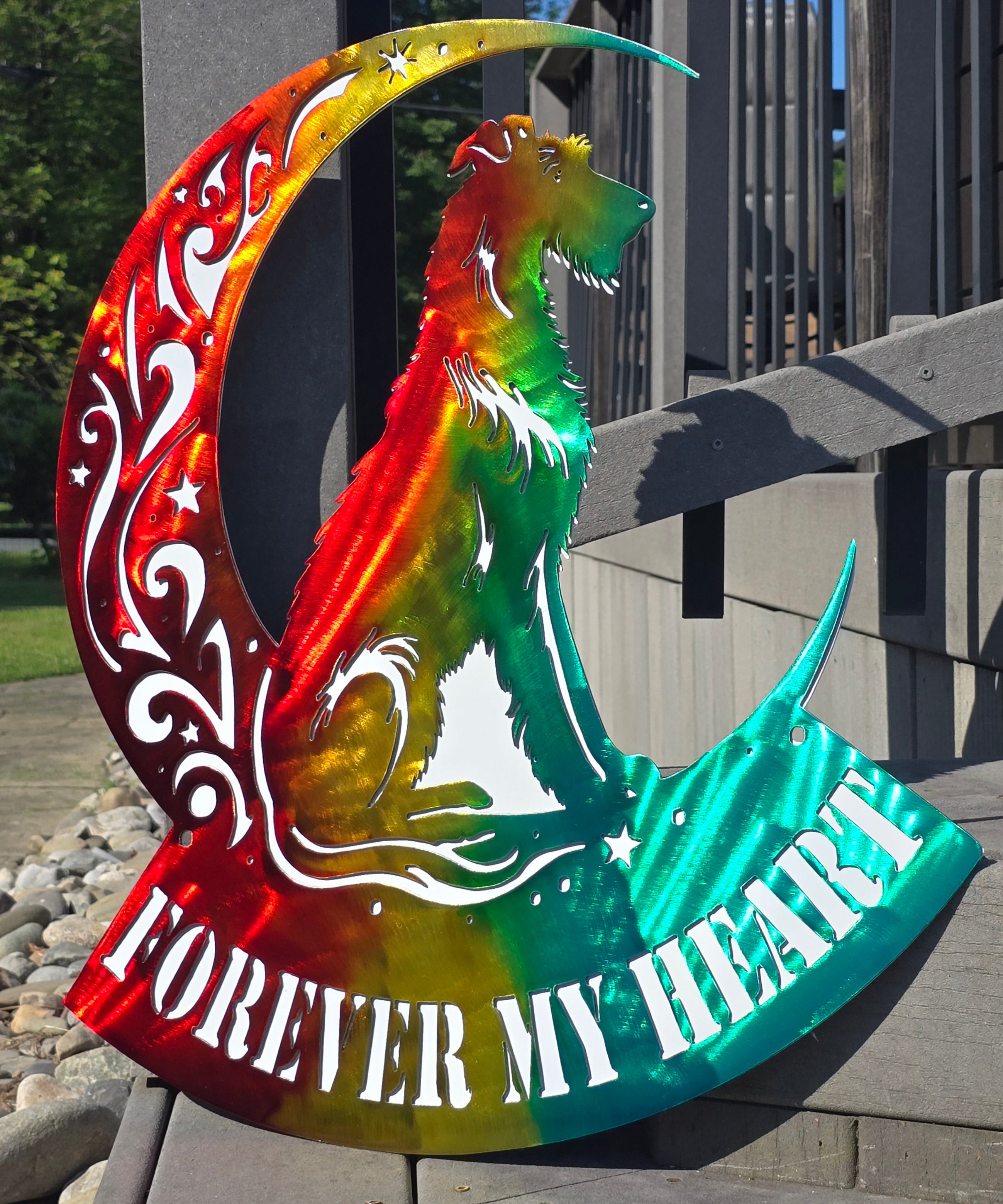 Irish Wolfhound "On The Moon" Metal Art