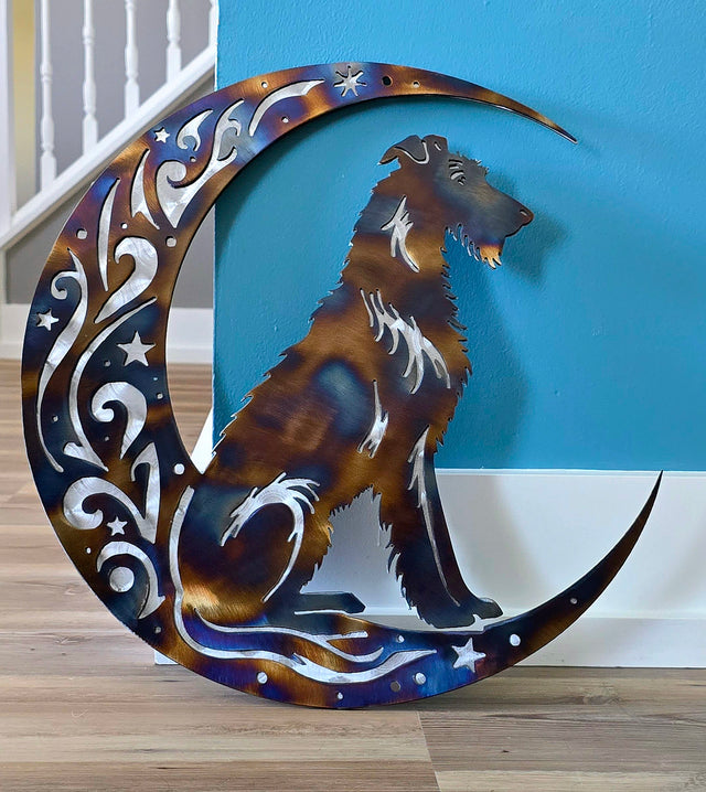 Irish Wolfhound Moon Metal Wall Art
