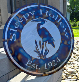 Blue Heron Personalized Metal Sign