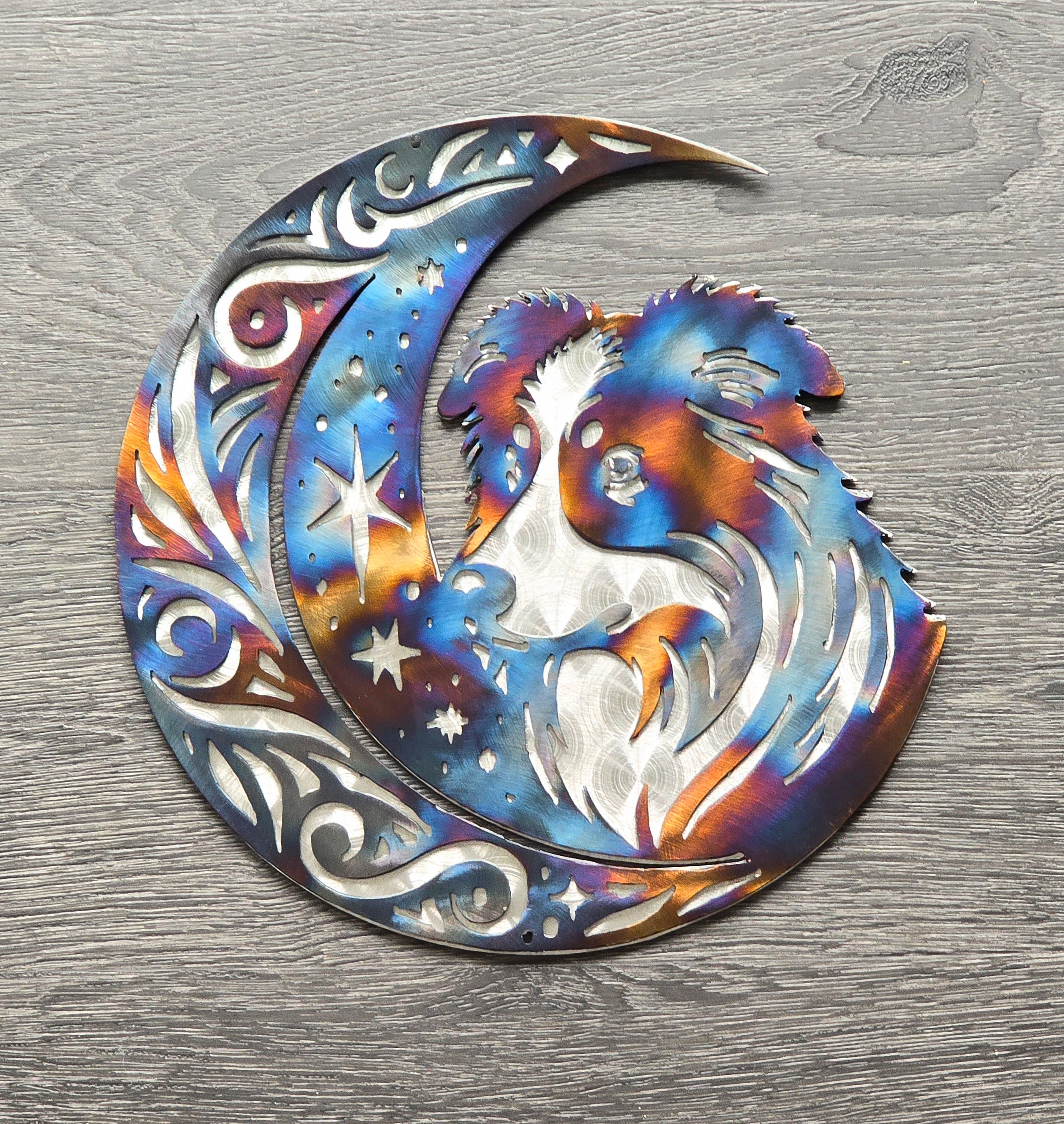 Australian Shepherd "On The Moon" Metal Art