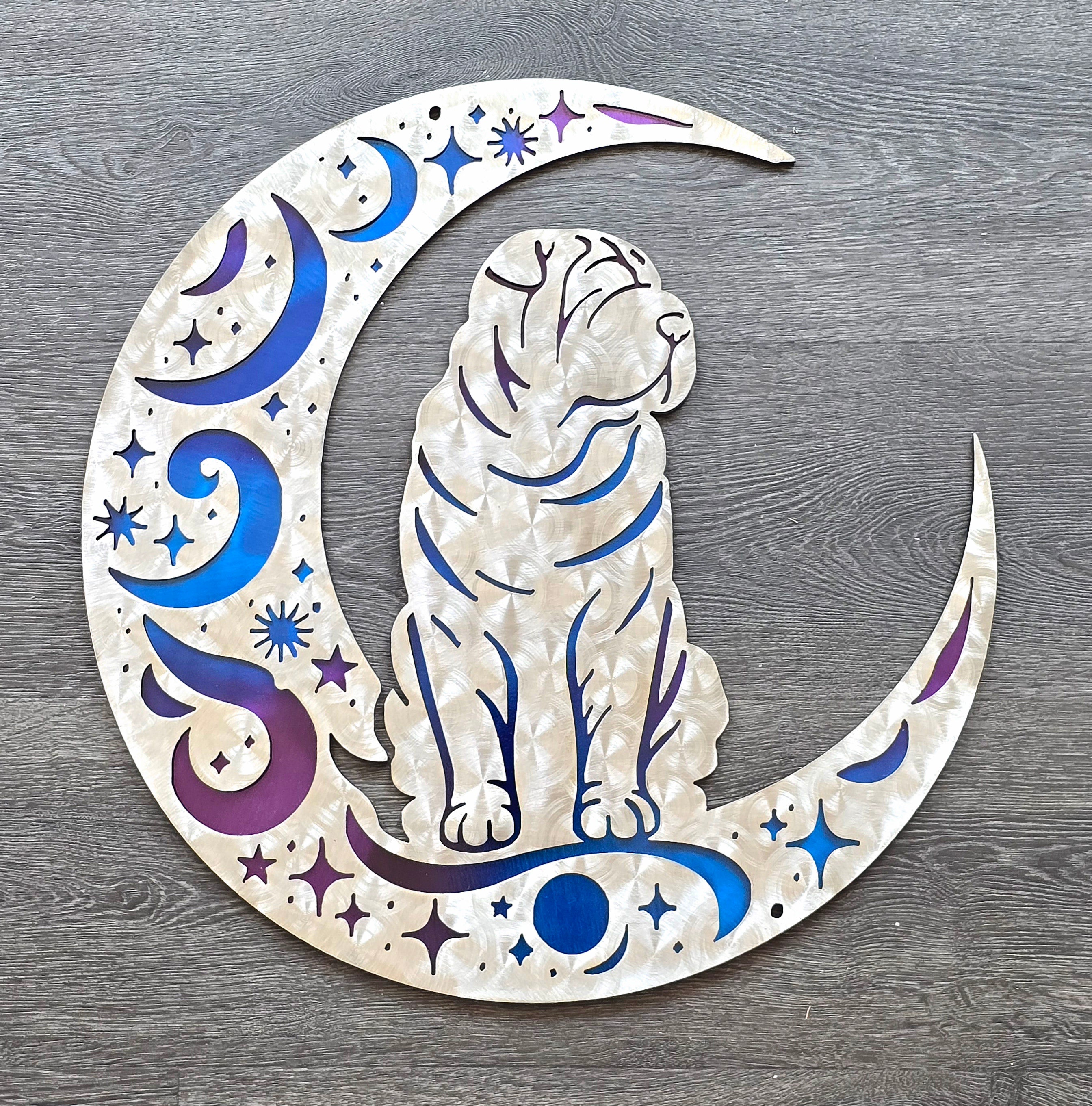 Shar Pei "On The Moon" Metal Art