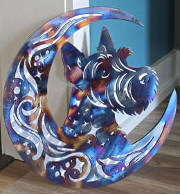 Scottish Terrier Moon Metal Wall Art