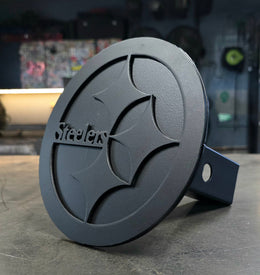 Two-layer sports team metal hitch cover by Elite Metalworking