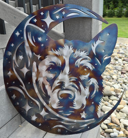 Australian Cattle Dog Moon Metal Wall Art