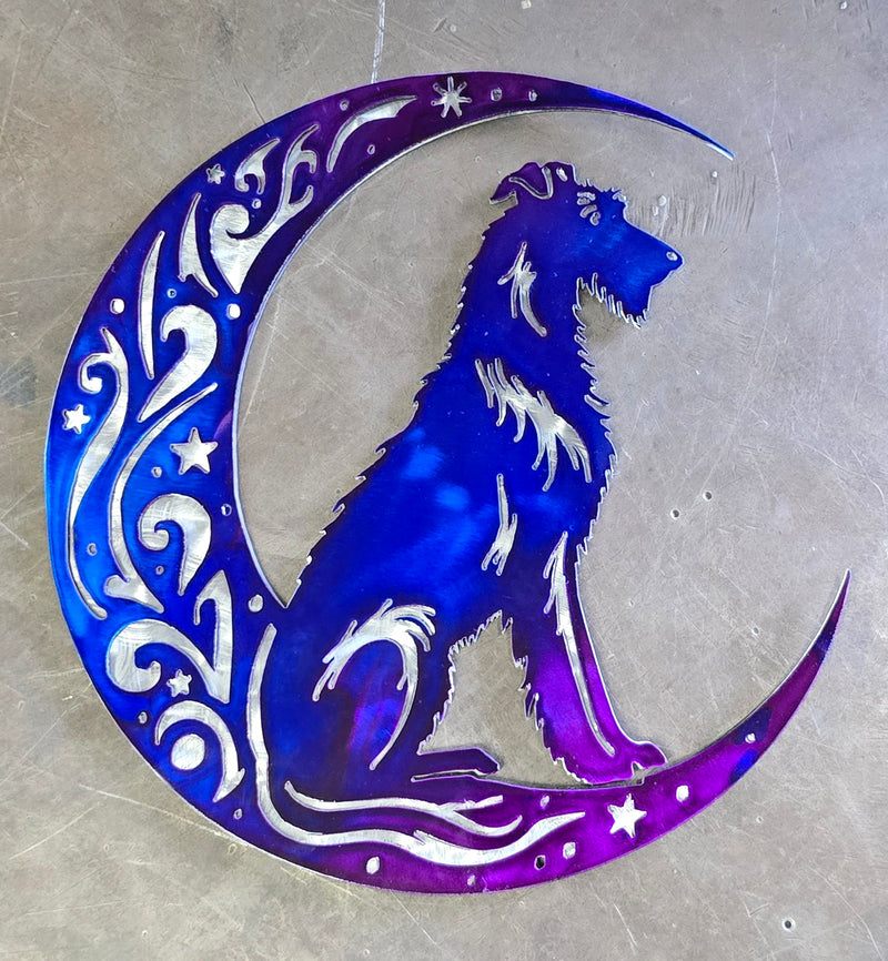 Irish Wolfhound "On The Moon" Metal Art