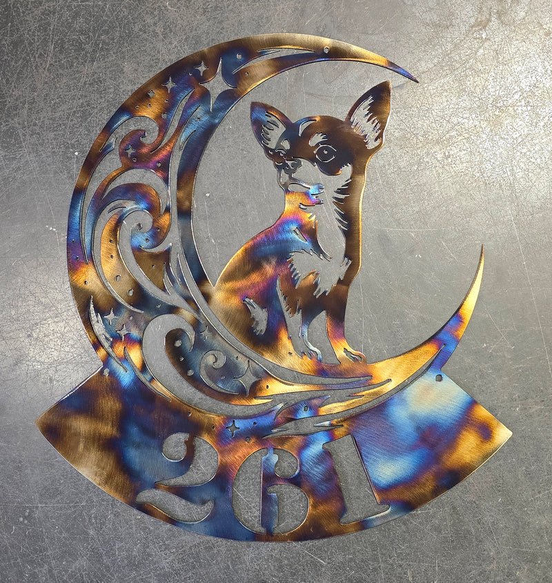 Chihuahua "On The Moon" Metal Art