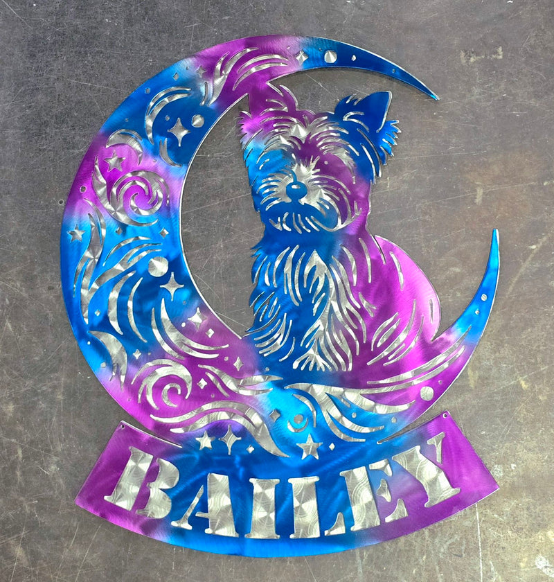 Yorkie "On The Moon" Metal Art