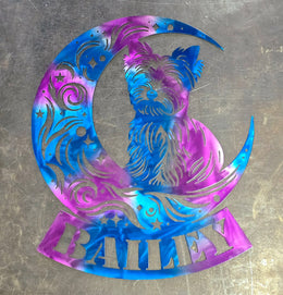 Yorkie Moon Metal Wall Art