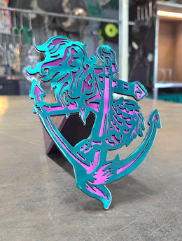Mermaid Metal Hitch Cover made from powder coated steel