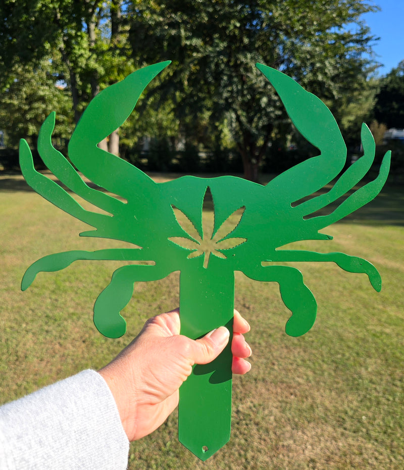 Blue Crab Cannabis Lawn & Garden Metal Art