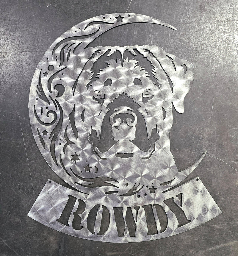 Rottweiler "On The Moon" Metal Art