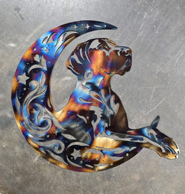 German Shorthaired Pointer Moon Metal Wall Art
