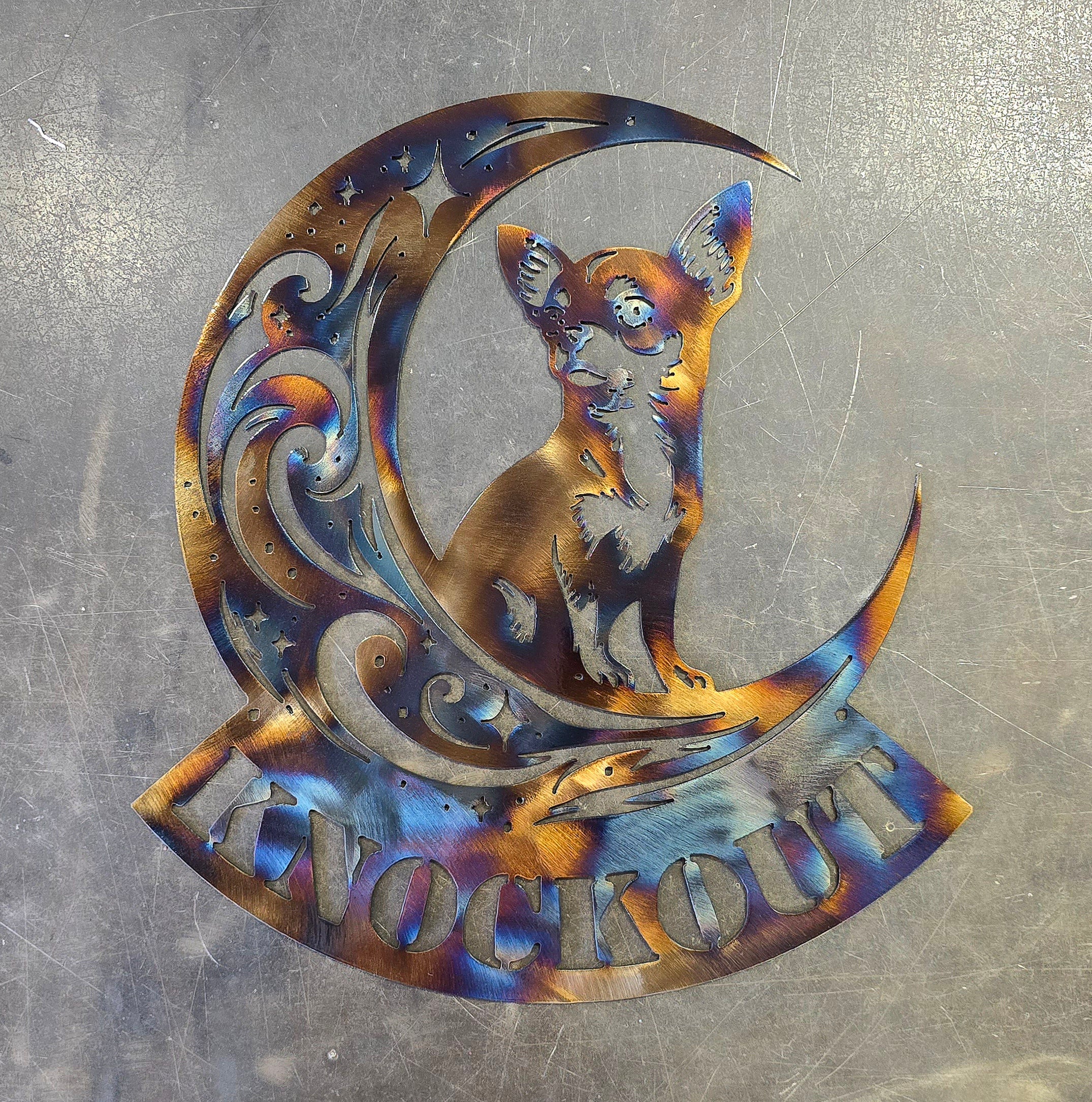 Chihuahua "On The Moon" Metal Art