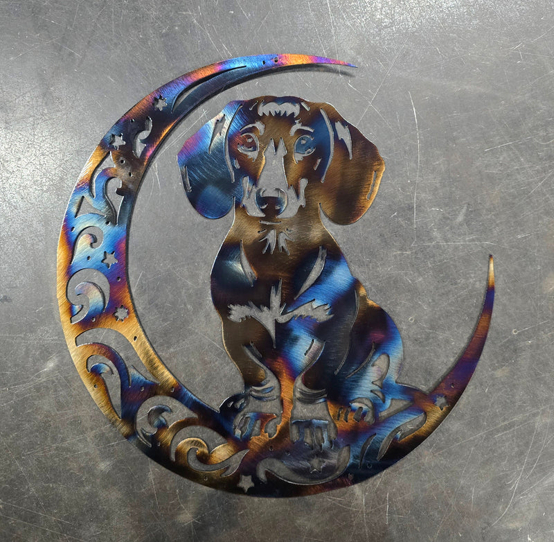 Dachshund "On The Moon" Metal Art