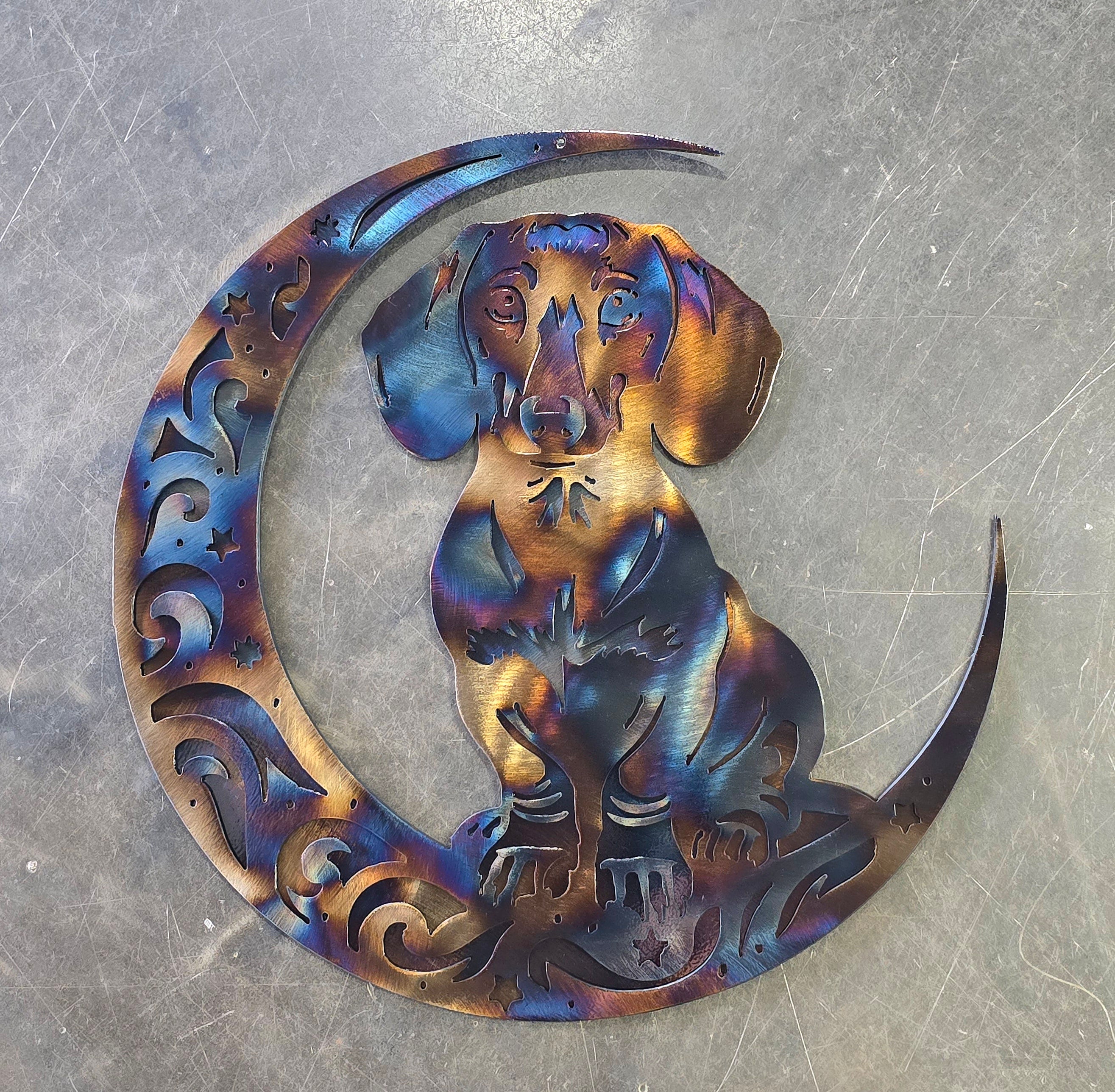 Dachshund "On The Moon" Metal Art