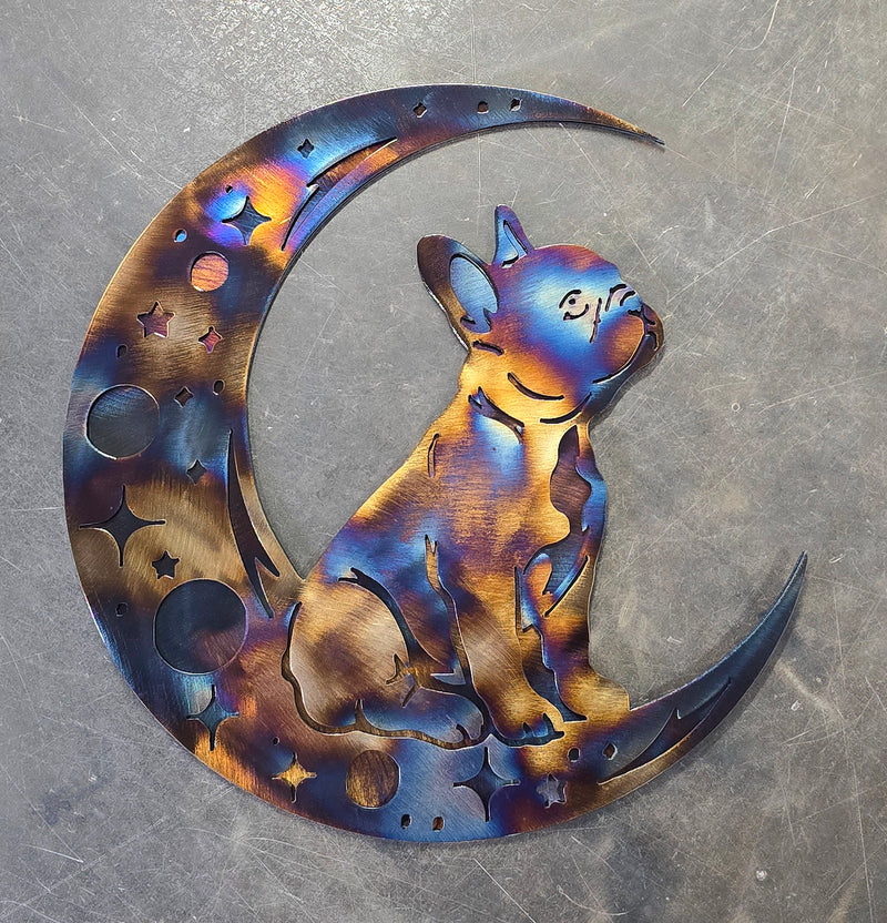 Frenchie "On The Moon" Metal Art