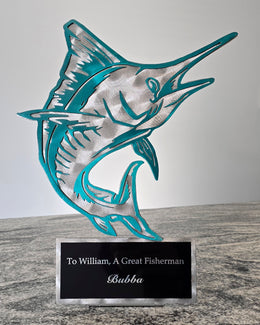Marlin memorial fishing trophy by Elite Metalworking