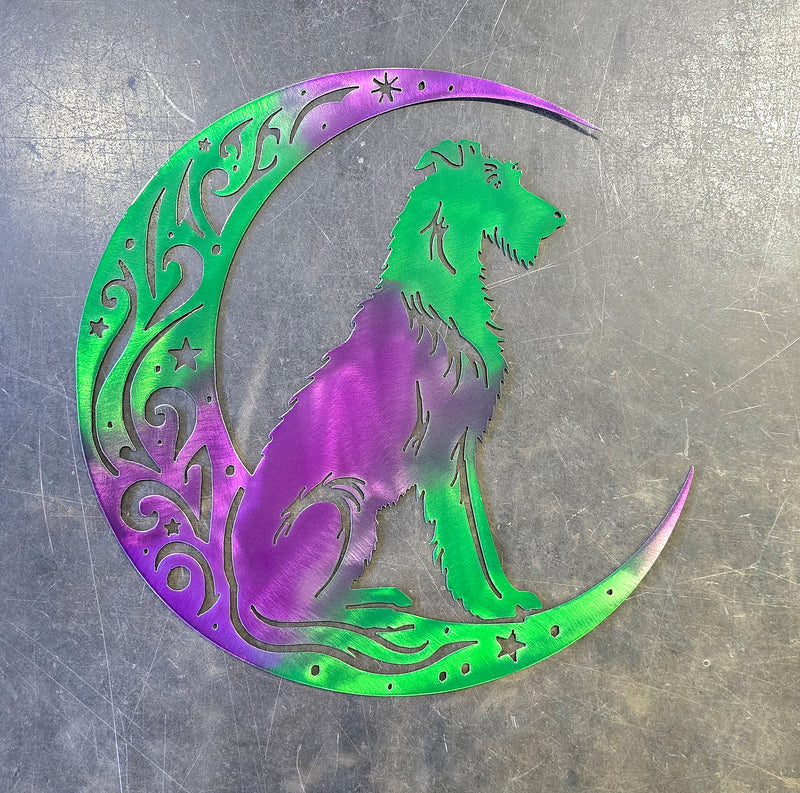 Irish Wolfhound "On The Moon" Metal Art