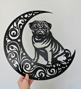 Pug Moon Metal Wall Art