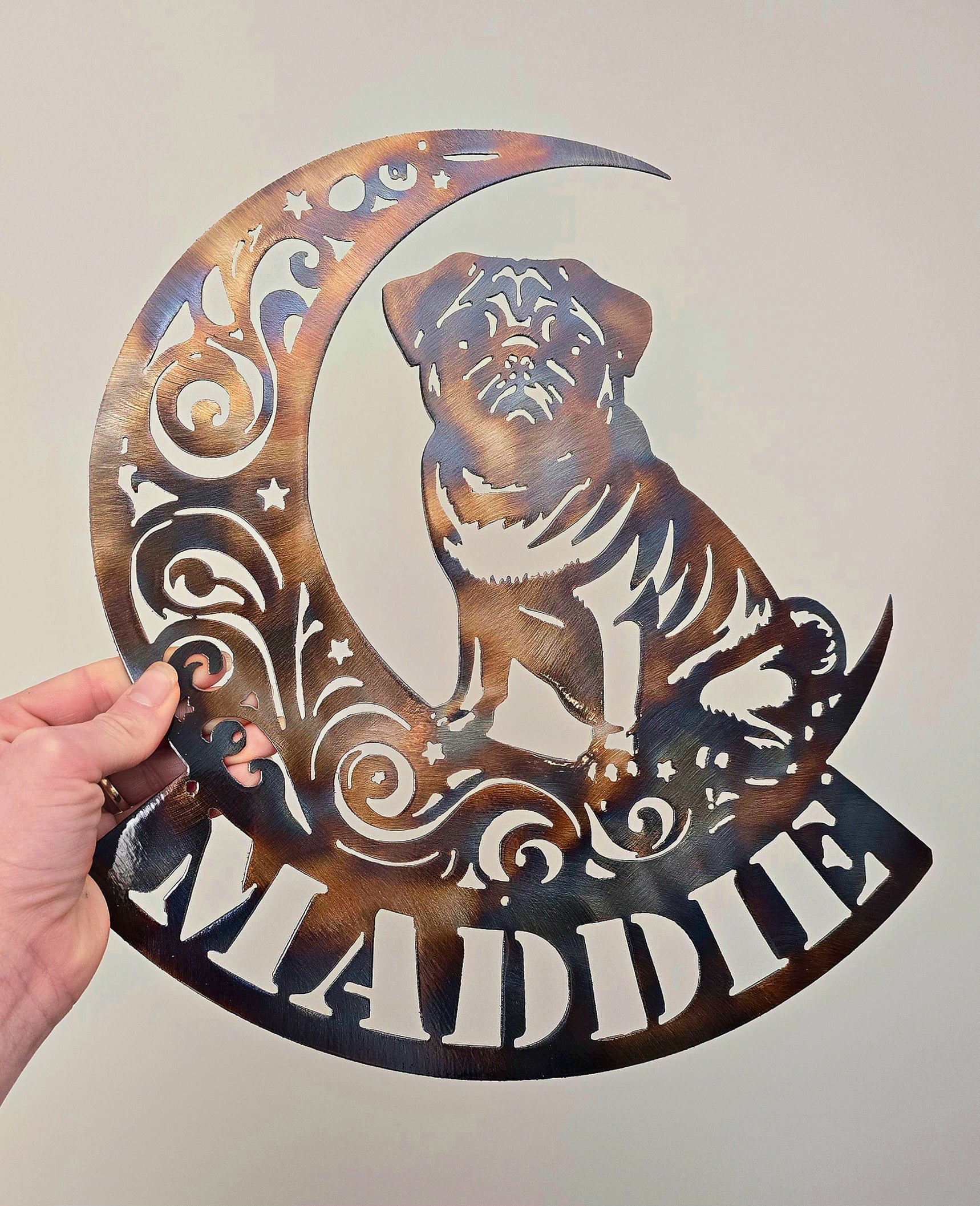 Pug "On The Moon" #2 Metal Art