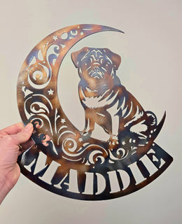 Pug Moon Metal Wall Art