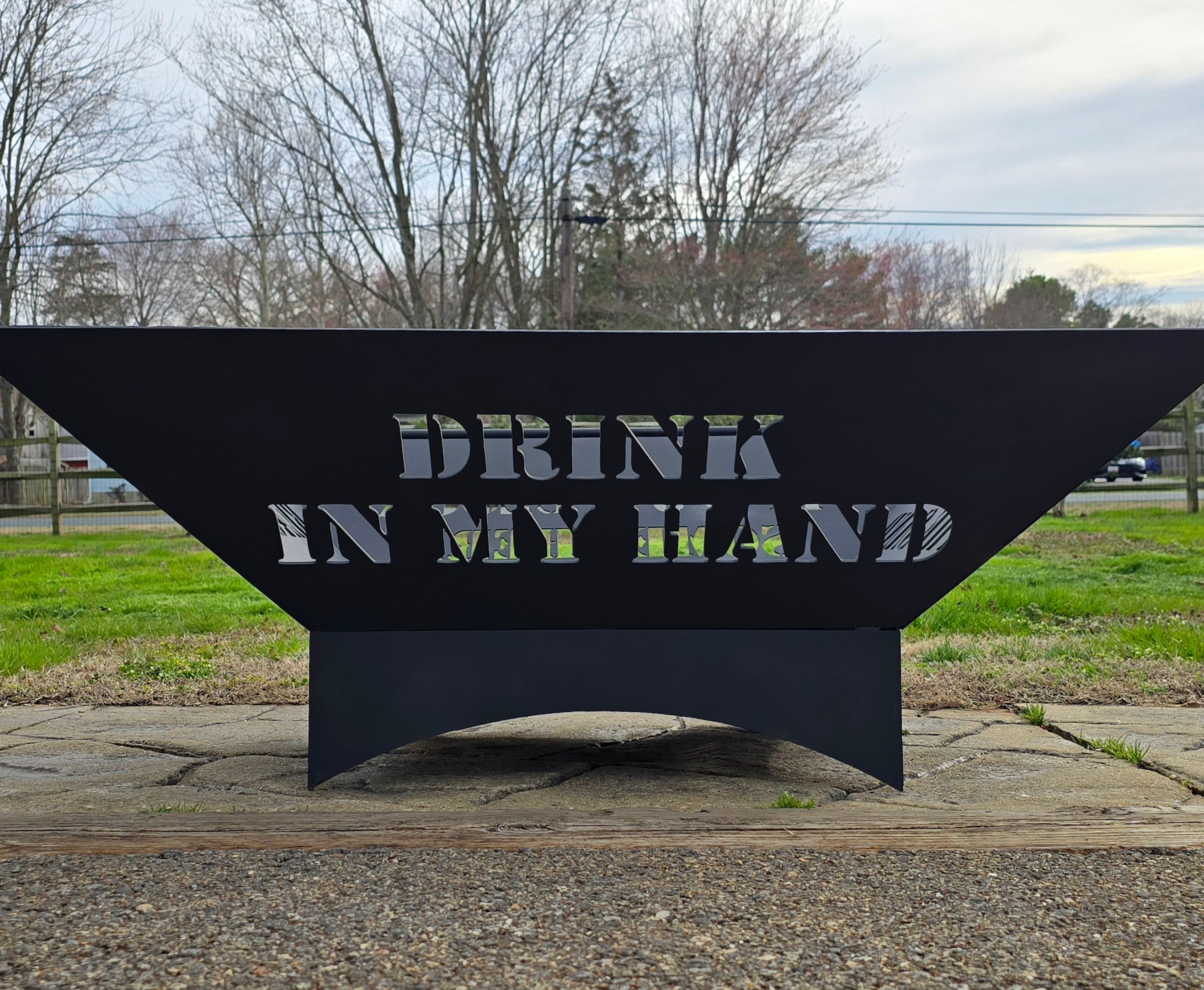 Personalized Text- Fire Pit Design Side