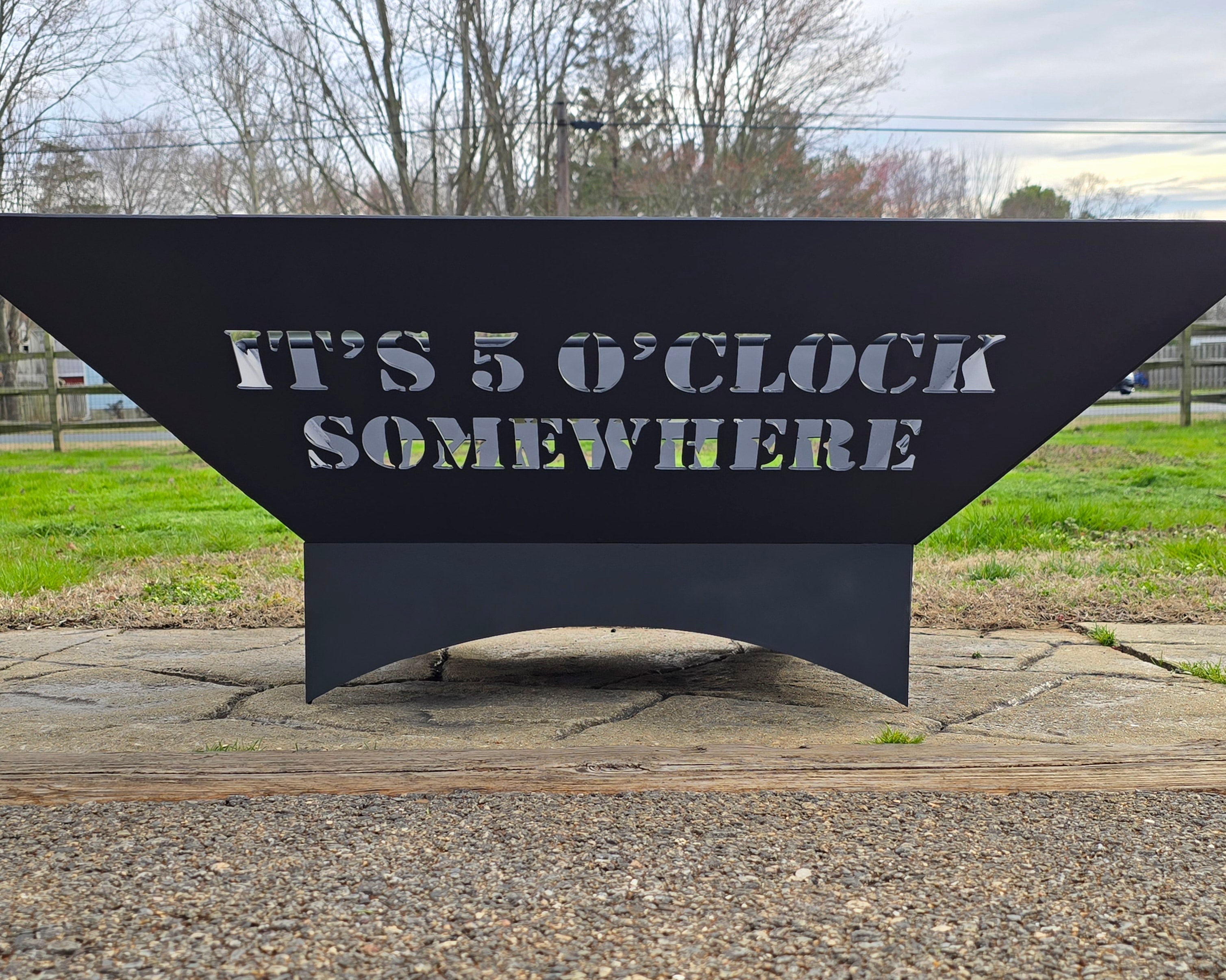 Personalized Text- Fire Pit Design Side