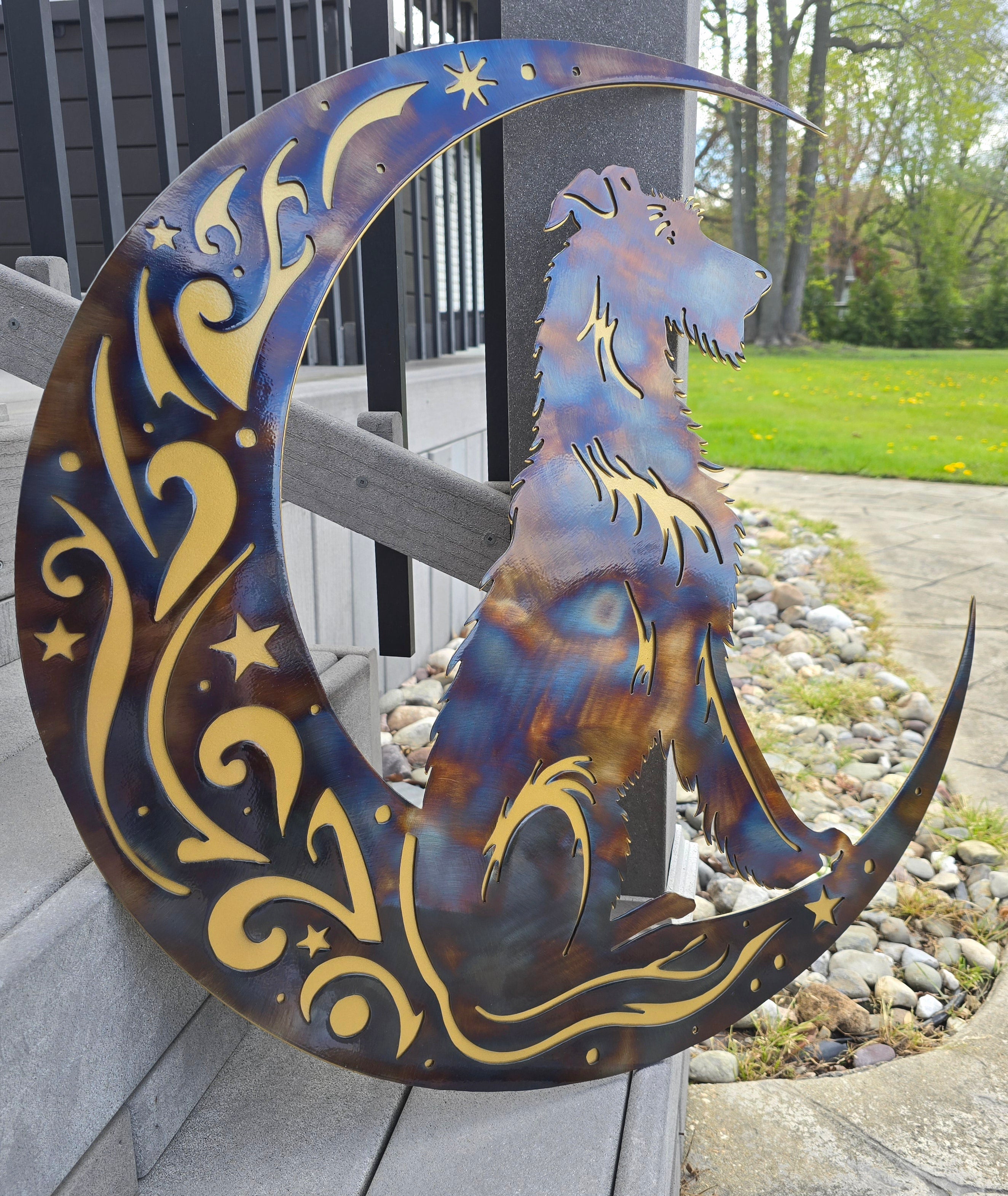 Irish Wolfhound "On The Moon" Metal Art