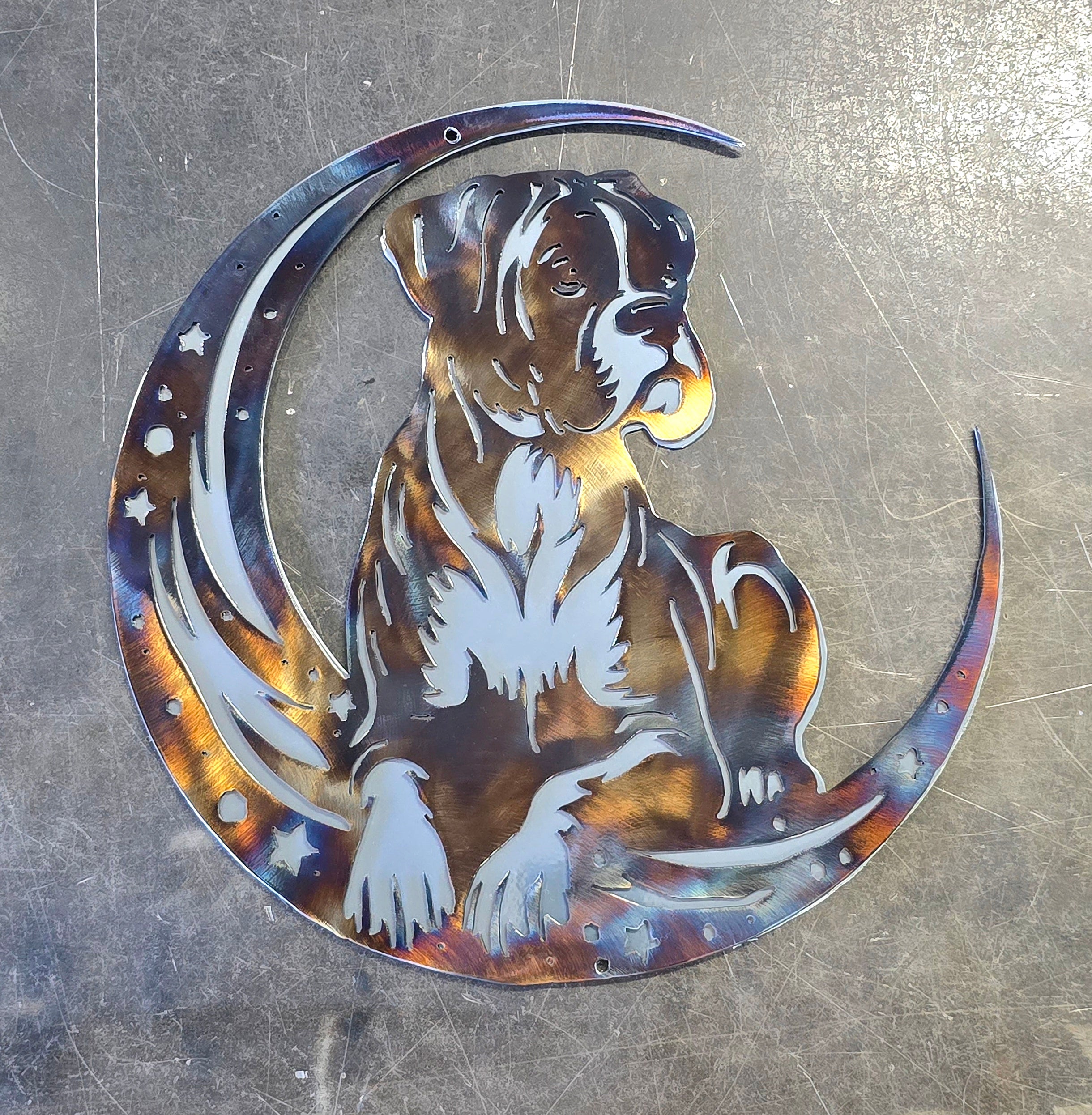 Boxer "On The Moon" Metal Art