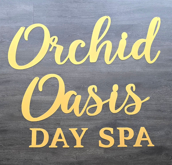 Orchid Oasis Day Spa lettering by Elite Metalworking