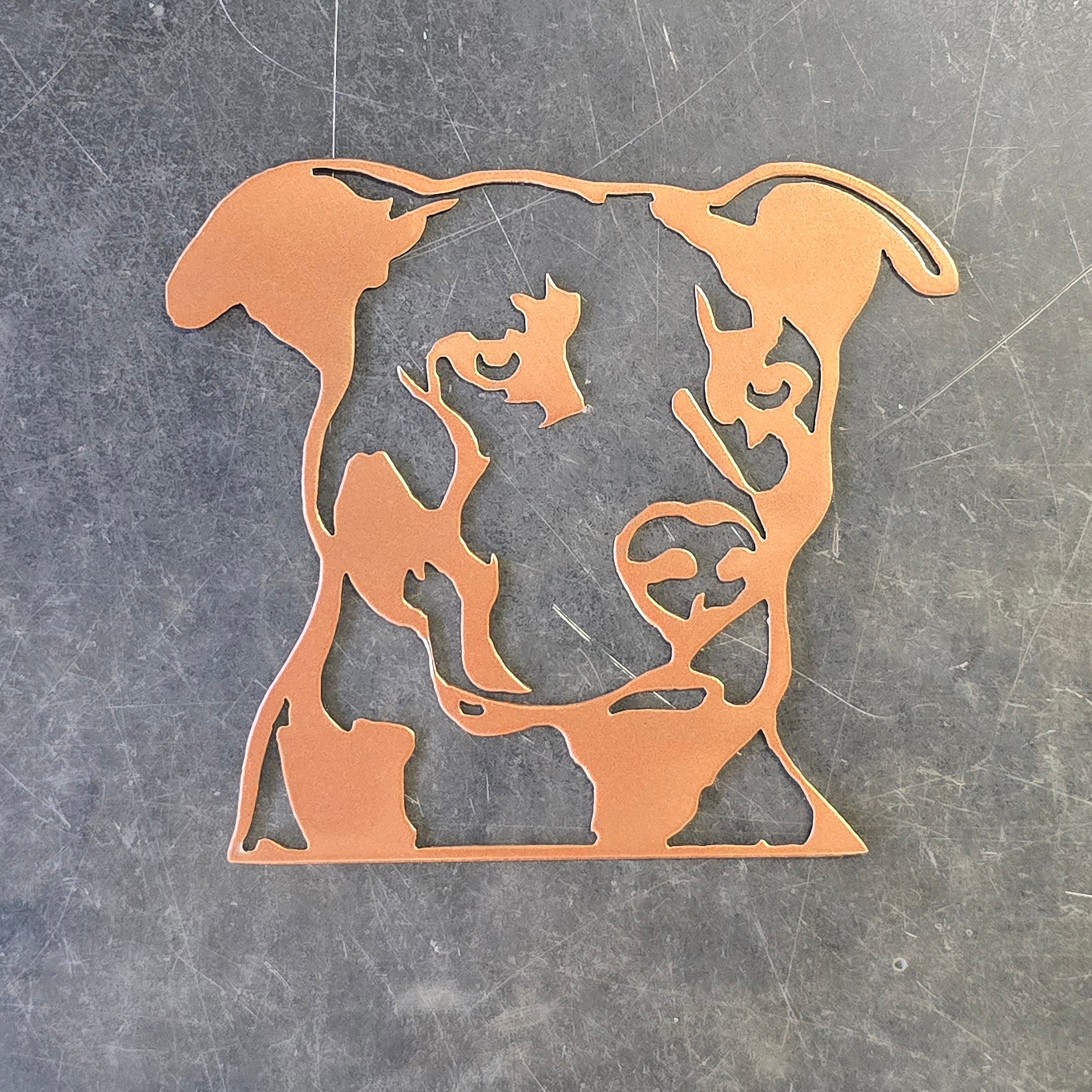 PITBULLピットブル　特大メタルアート　鉄板レザー加工 Pitbull Metal Wall Art #1