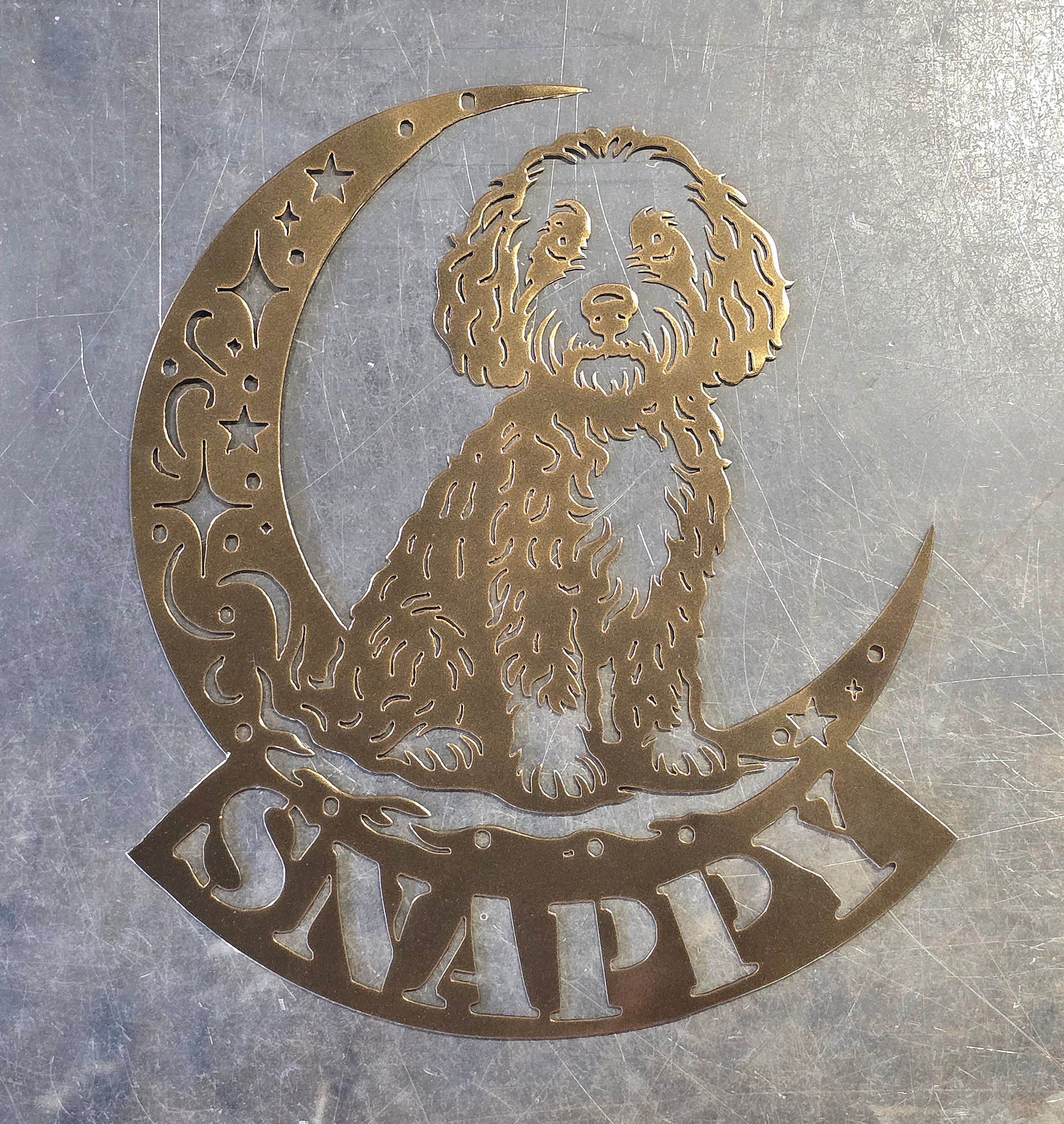 Golden Doodle "On The Moon" Metal Art