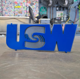 Blue USW union hitch cover by Elite Metalworking