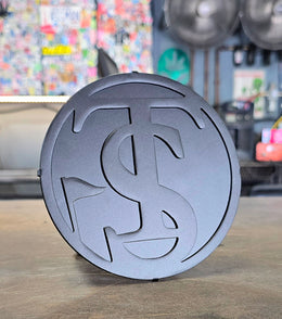 Silver monogram hitch cover by Elite Metalworking