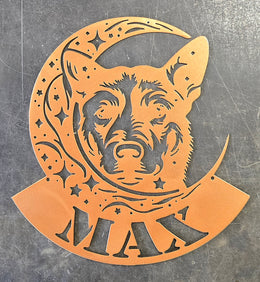 Australian Cattle Dog Moon Metal Wall Art