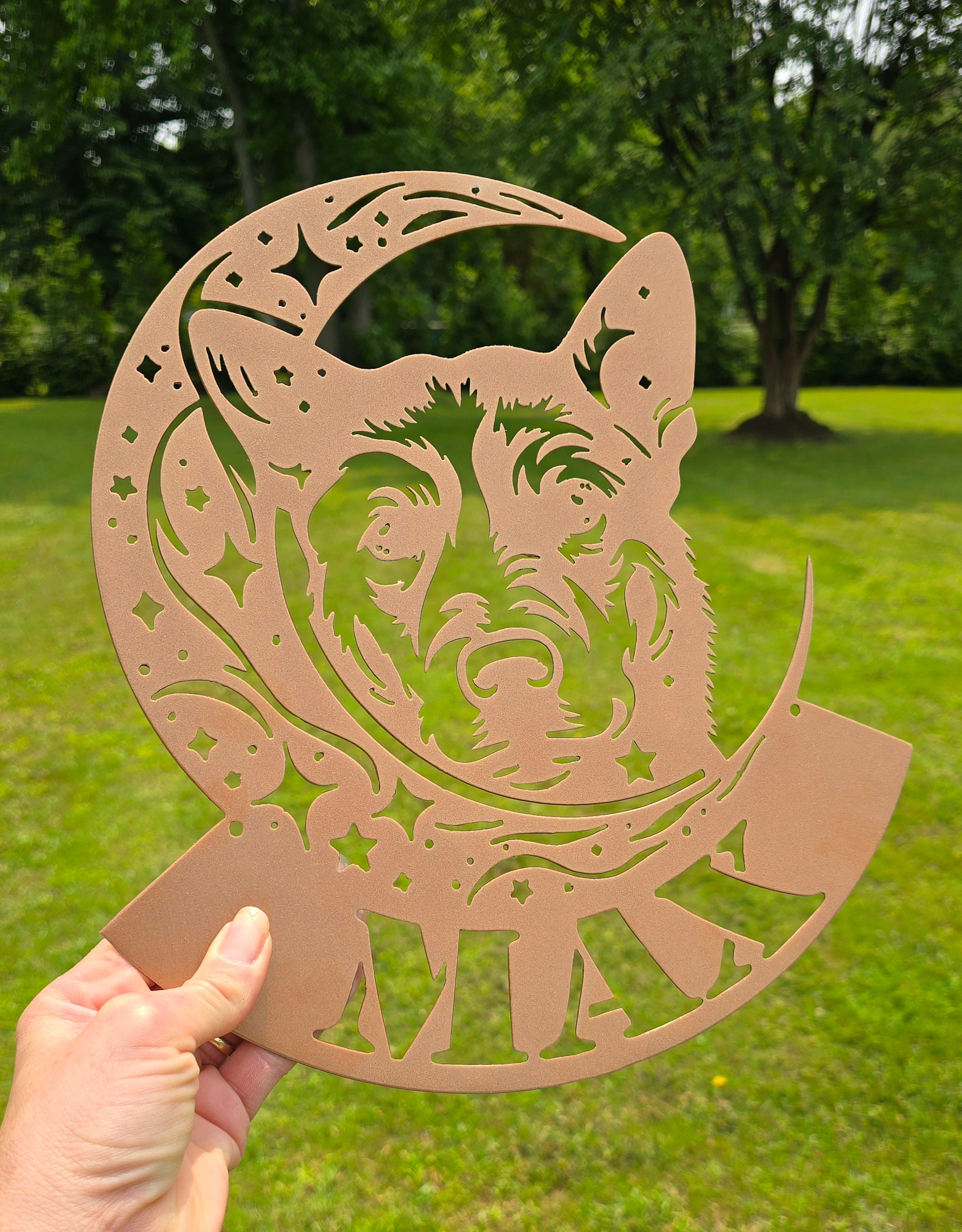 Australian Cattle Dog "On The Moon" Metal Art