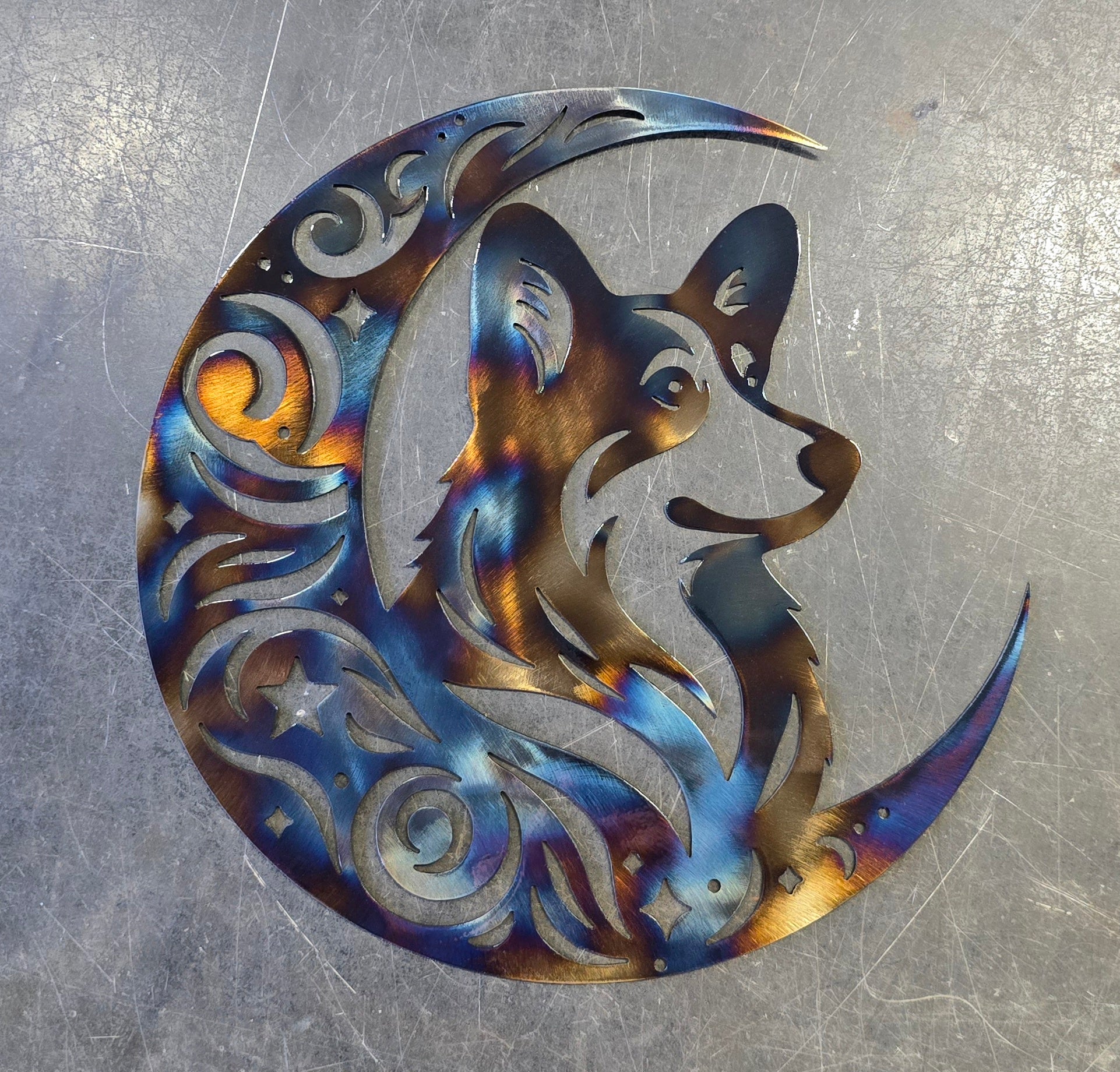 Corgi #3 "On The Moon" Metal Art